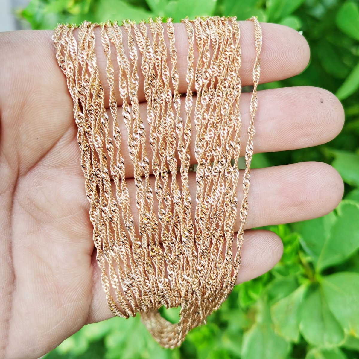 18K Gold Plated Singapore Chain Length 17.7" Width 2mm Jewelry Findings For Jewelry Making Supply Finished Chain for Necklace w/ Spring Ring | CN-837 Clearance Pricing - DLUXCA