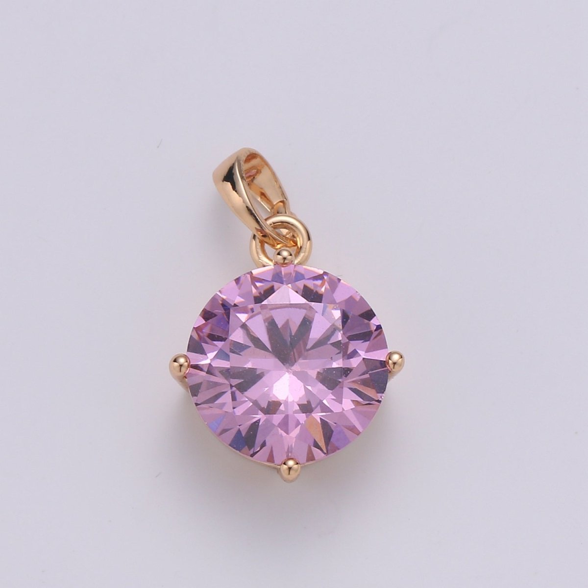 18K Pink Crystal Gold Filled Round Pendants J-112 - DLUXCA