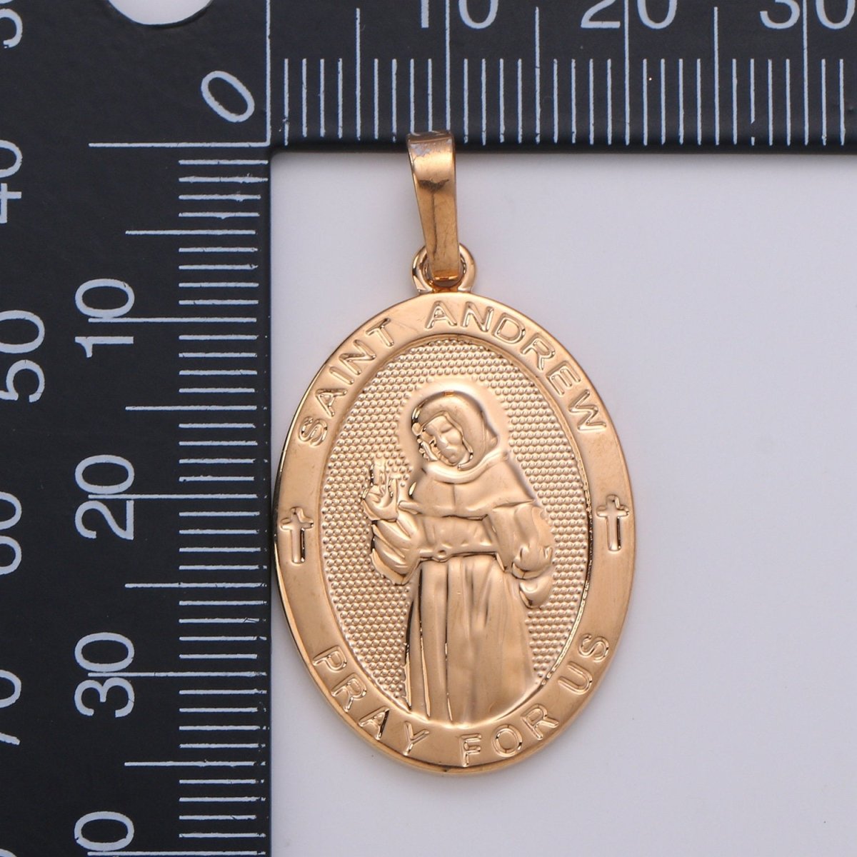 18k Rose Gold Filled St Andrew Cross Medal - Patron of Fishermen and Unmarried Women - Religious Jewelry Novena Prayer Rosary Supply J-116 - DLUXCA