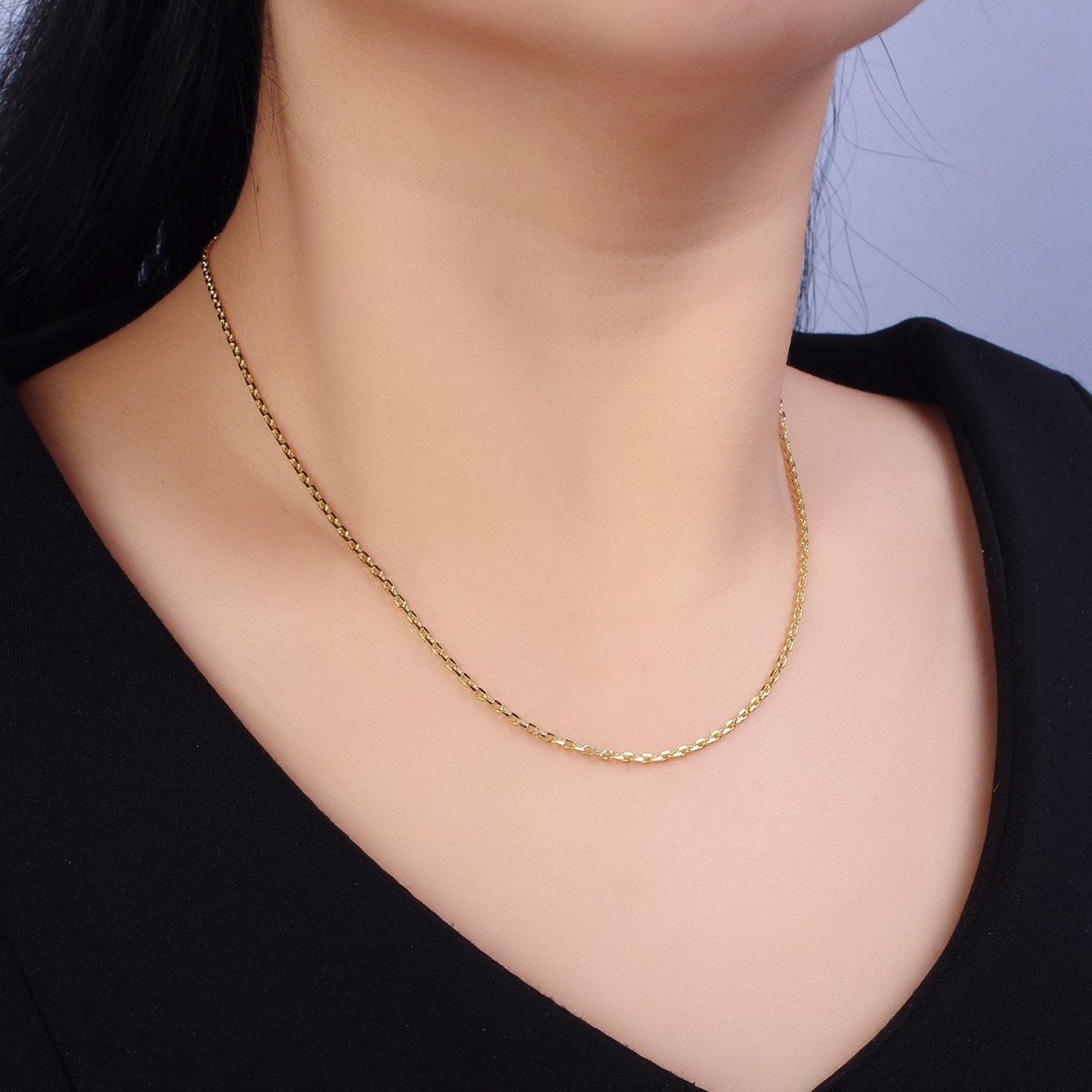 1.8mm Cable Chain necklace Dainty gold Cable Link chain 17.5", 20" chain | WA-1642 WA-1643 Clearance Pricing
