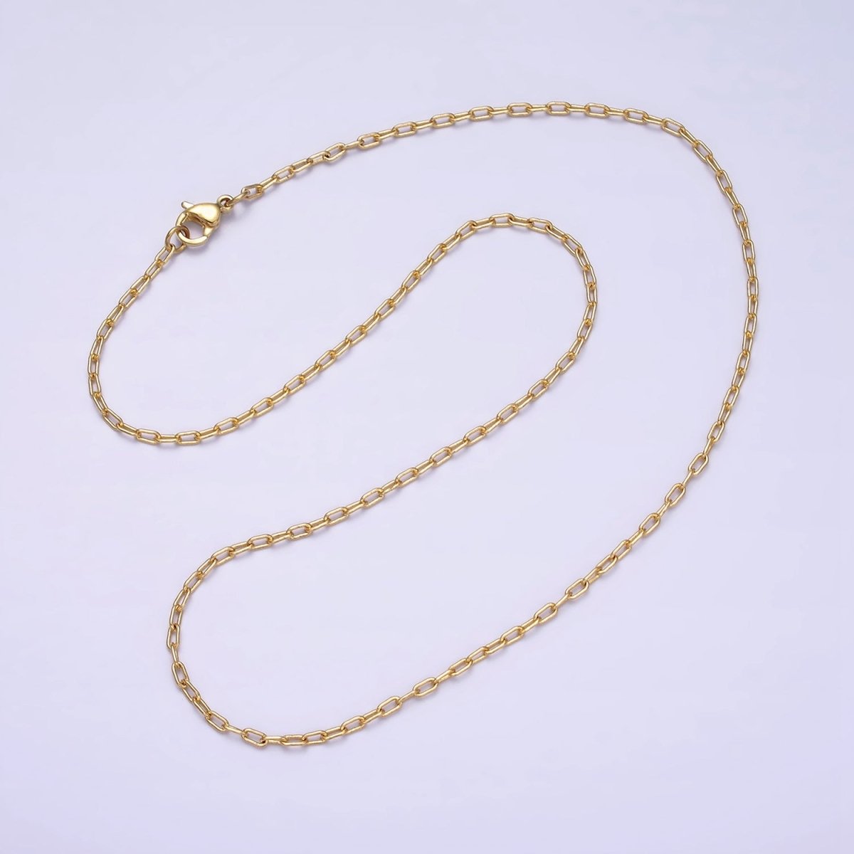 1.8mm Dainty Paperclip Cable 16 Inch Choker Chain Necklace | WA-1872 Clearance Pricing - DLUXCA