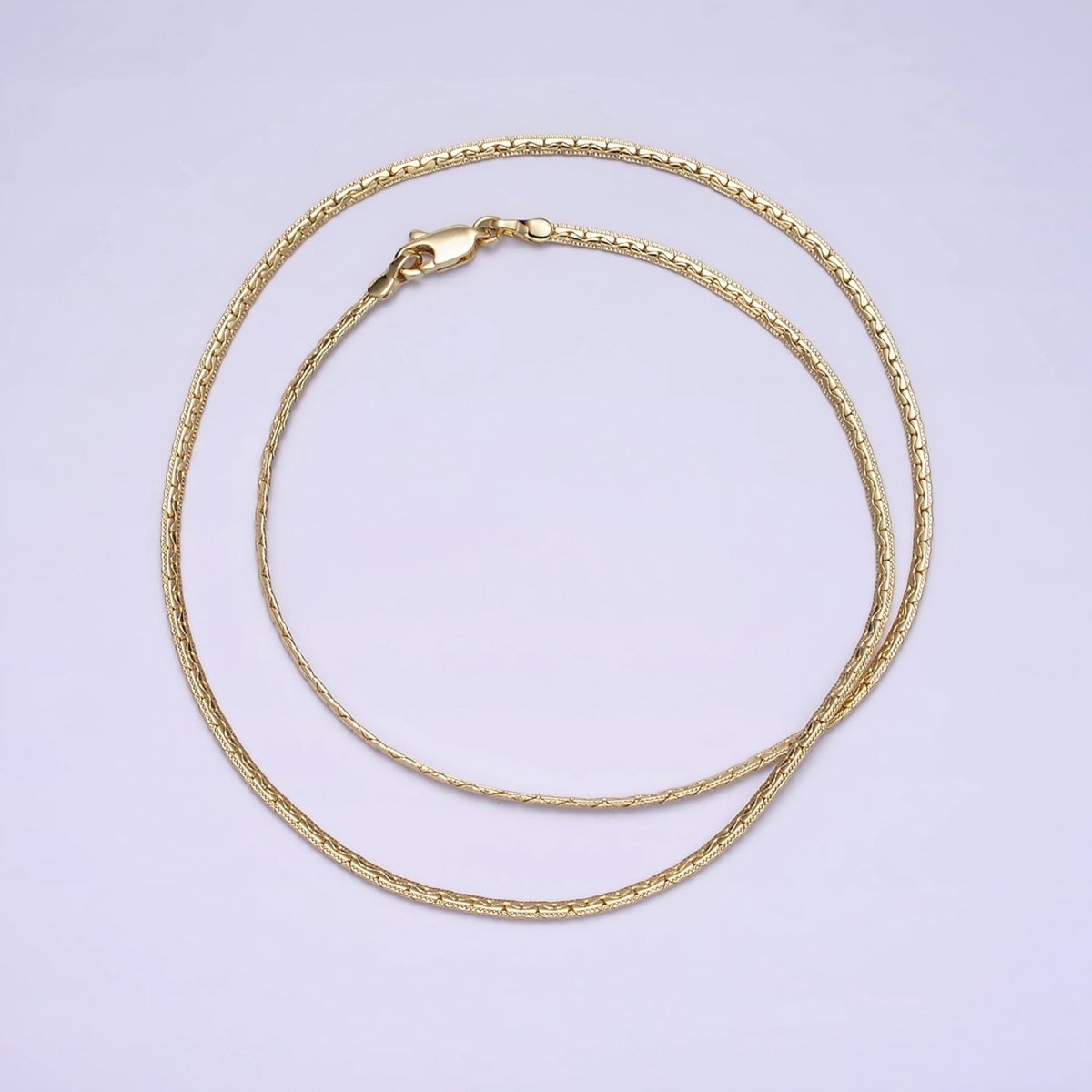 1.8mm Unique Textured Herringbone Layering 17.5 Inch Necklace | WA-1875 Clearance Pricing - DLUXCA