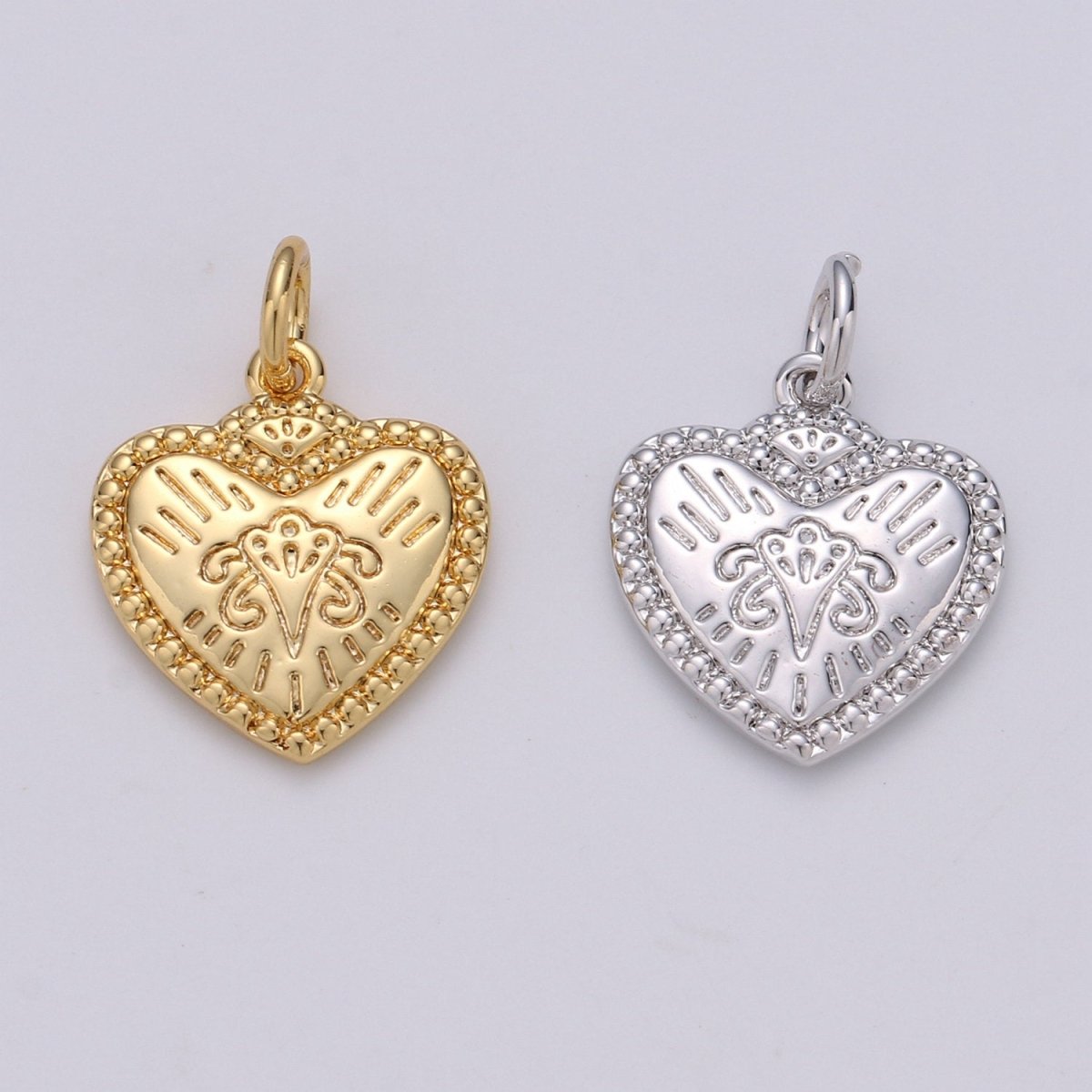 18X13mm 24k Gold Filled Heart Charms, Love Pendant, Dainty Silver Happy Heart Charm for Boho Bohemian Bracelet Earring Necklace supply D-413 D-414