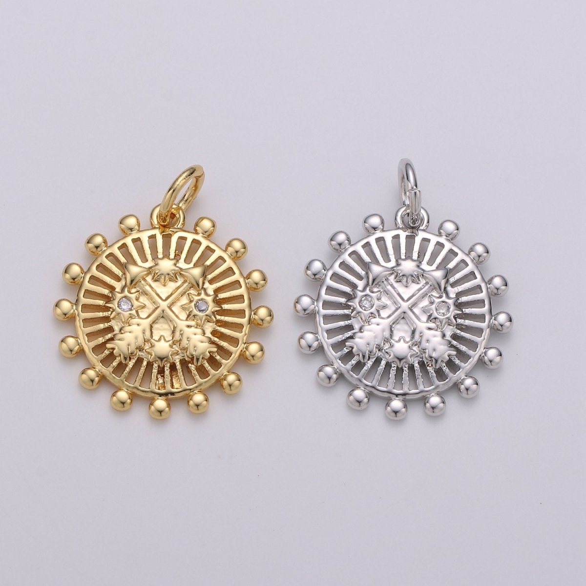 18x15mm 24k Gold Filled Coin Medallion, Arrow Charms, Round Pendant Silver Medallion for Bracelet Earring Necklace Making D-357 D-358