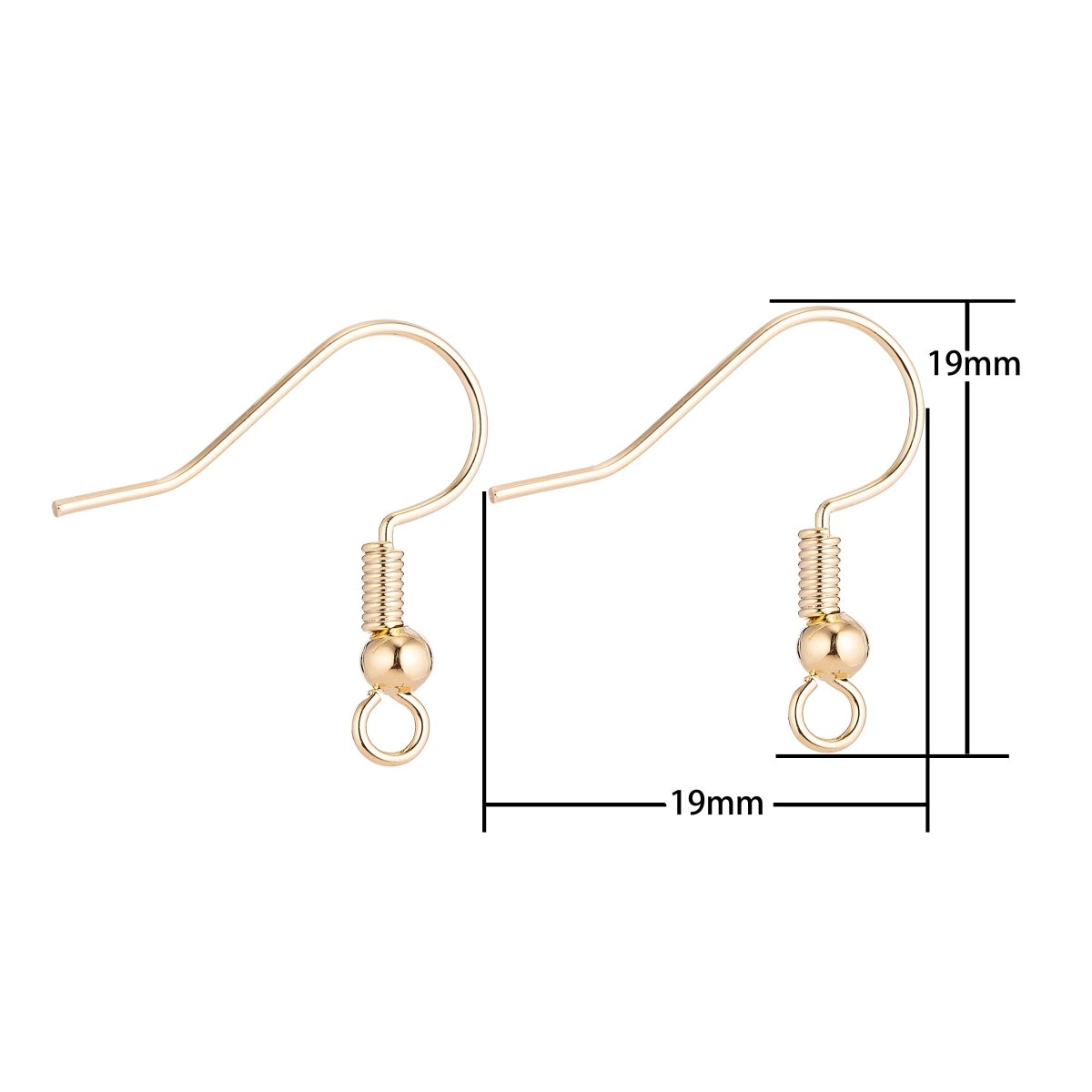 19×19mm Ear Hook, 3mm ball, Jewelry Earrings, Ear Wires, Brass Earring Component, French Ear Hook Silver / Gold Plated for jewelry making Supply K-236 L-162