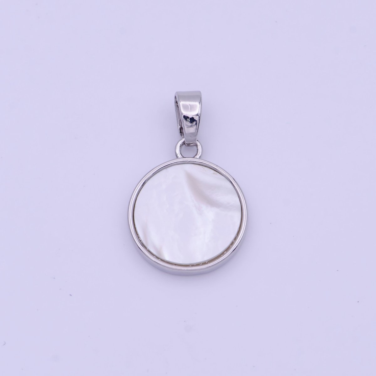 19mm Round Shell Pearl Minimalist Charm in Gold & Silver  H-903 H-904