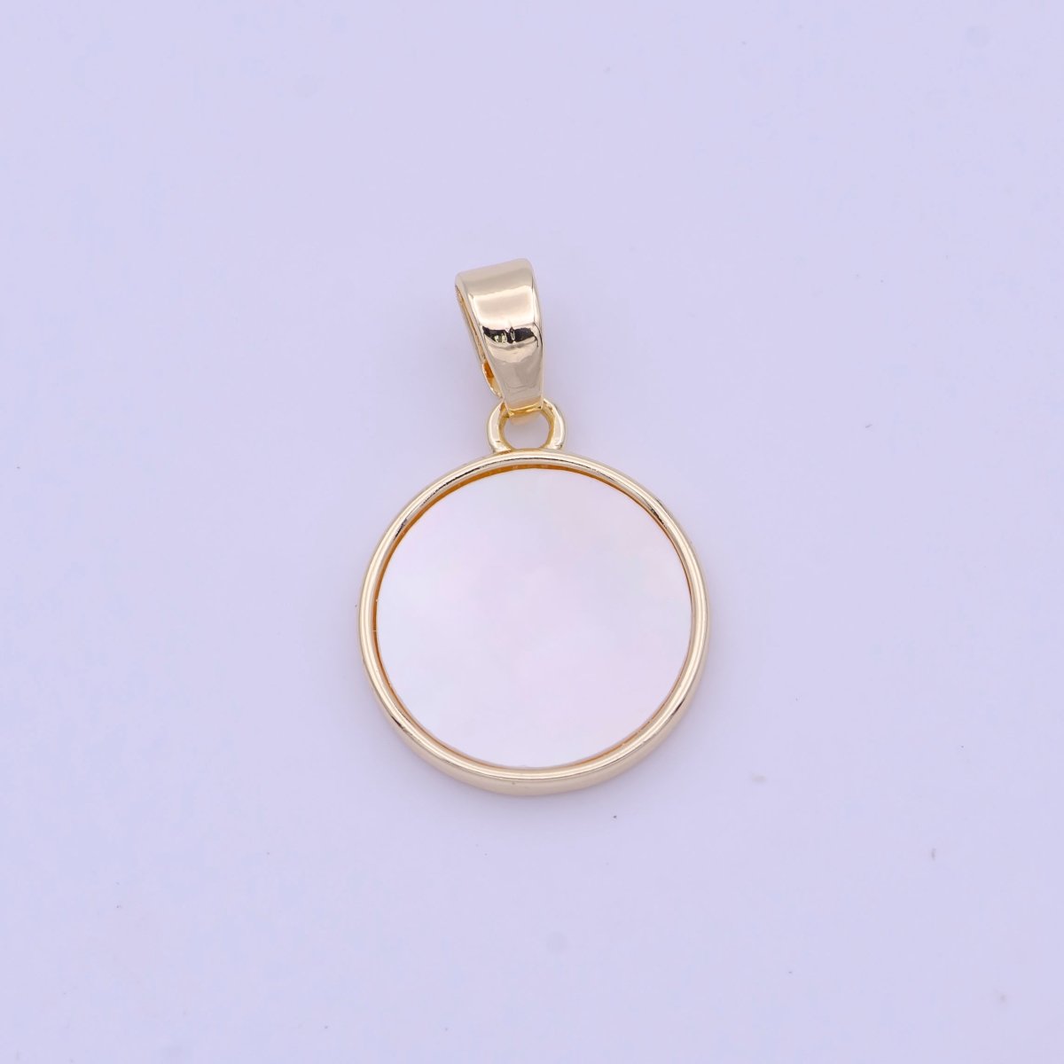 19mm Round Shell Pearl Minimalist Charm in Gold & Silver  H-903 H-904