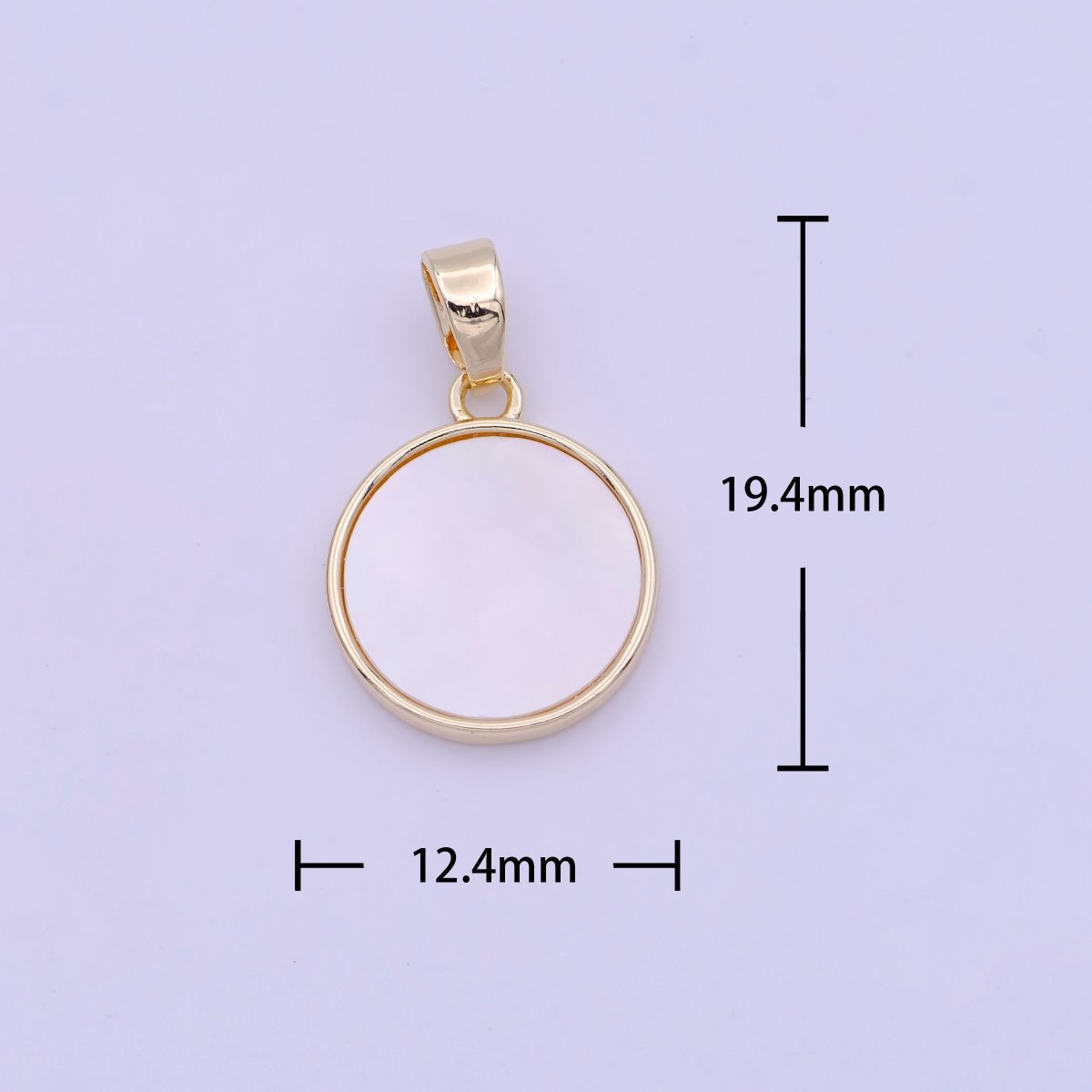 19mm Round Shell Pearl Minimalist Charm in Gold & Silver  H-903 H-904