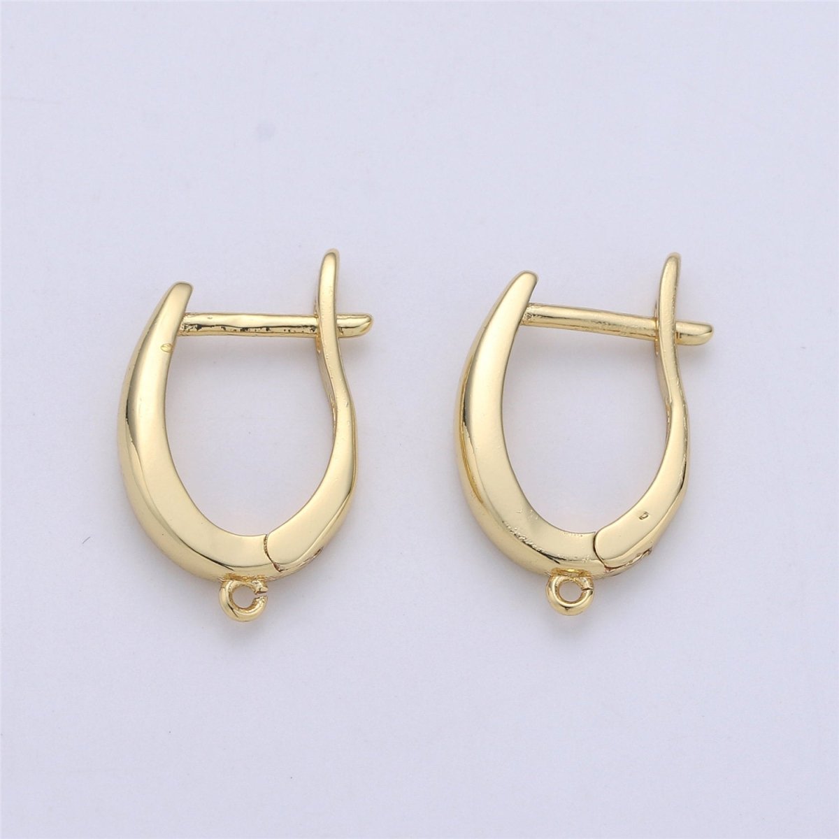 19x13mm 1 pair Gold Huggie Earring one touch w/ open link 14K gold Filled Earring Nickel and Lead free, Lever back earring making Supply K-681 K-683