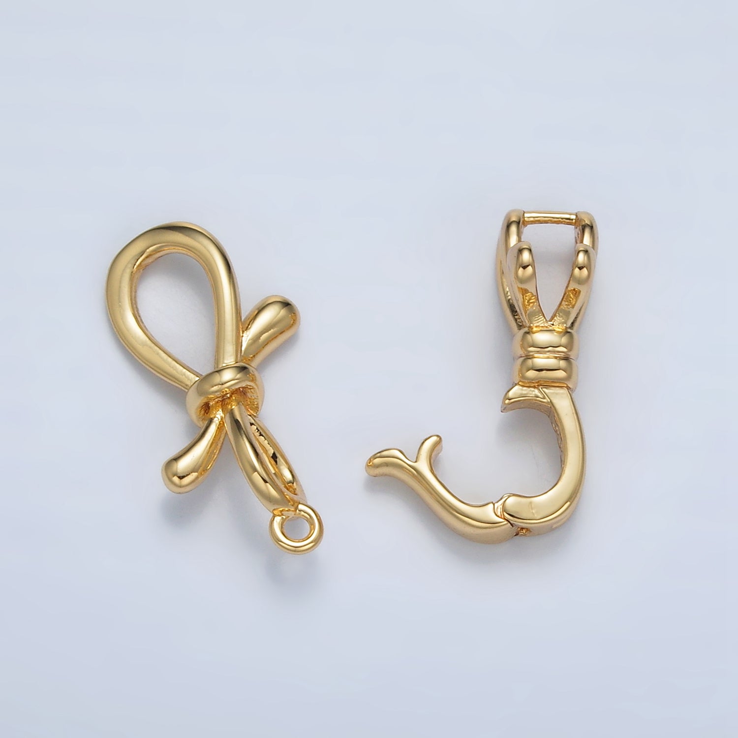 24K Gold Filled Ribbon Bow Snap Latch Closure Findings Set | Z861