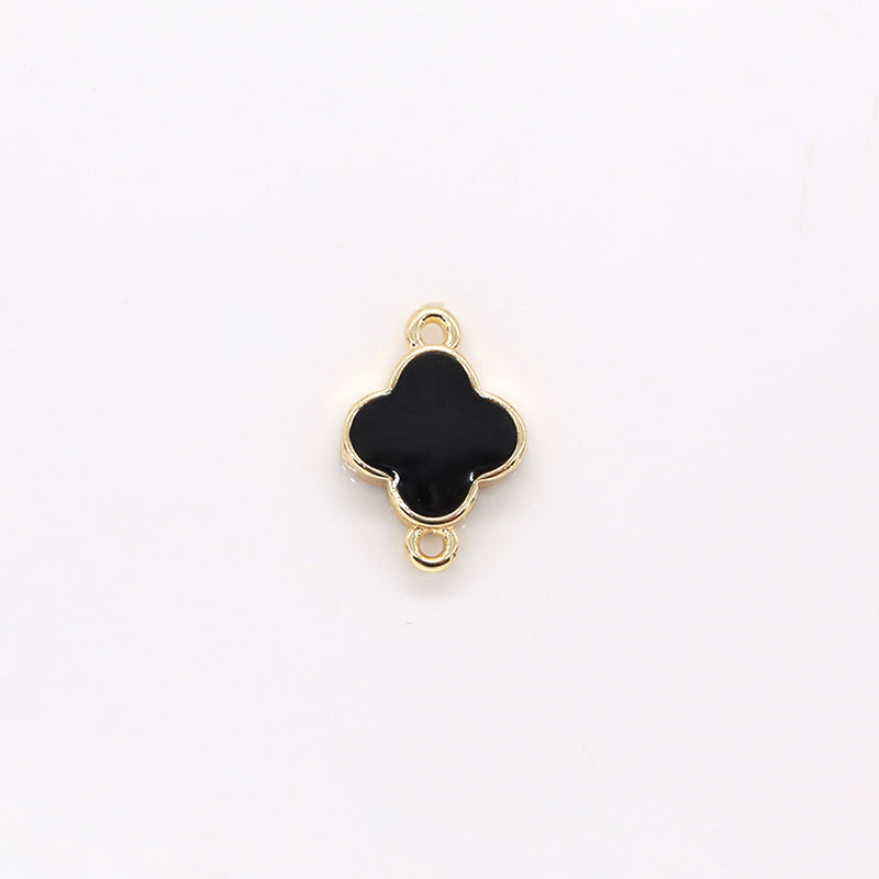 Black Golden Clover Frame Connector, Plain Gold Plated Frame Floral Nature Jewelry Supply Component GP-473 - DLUXCA
