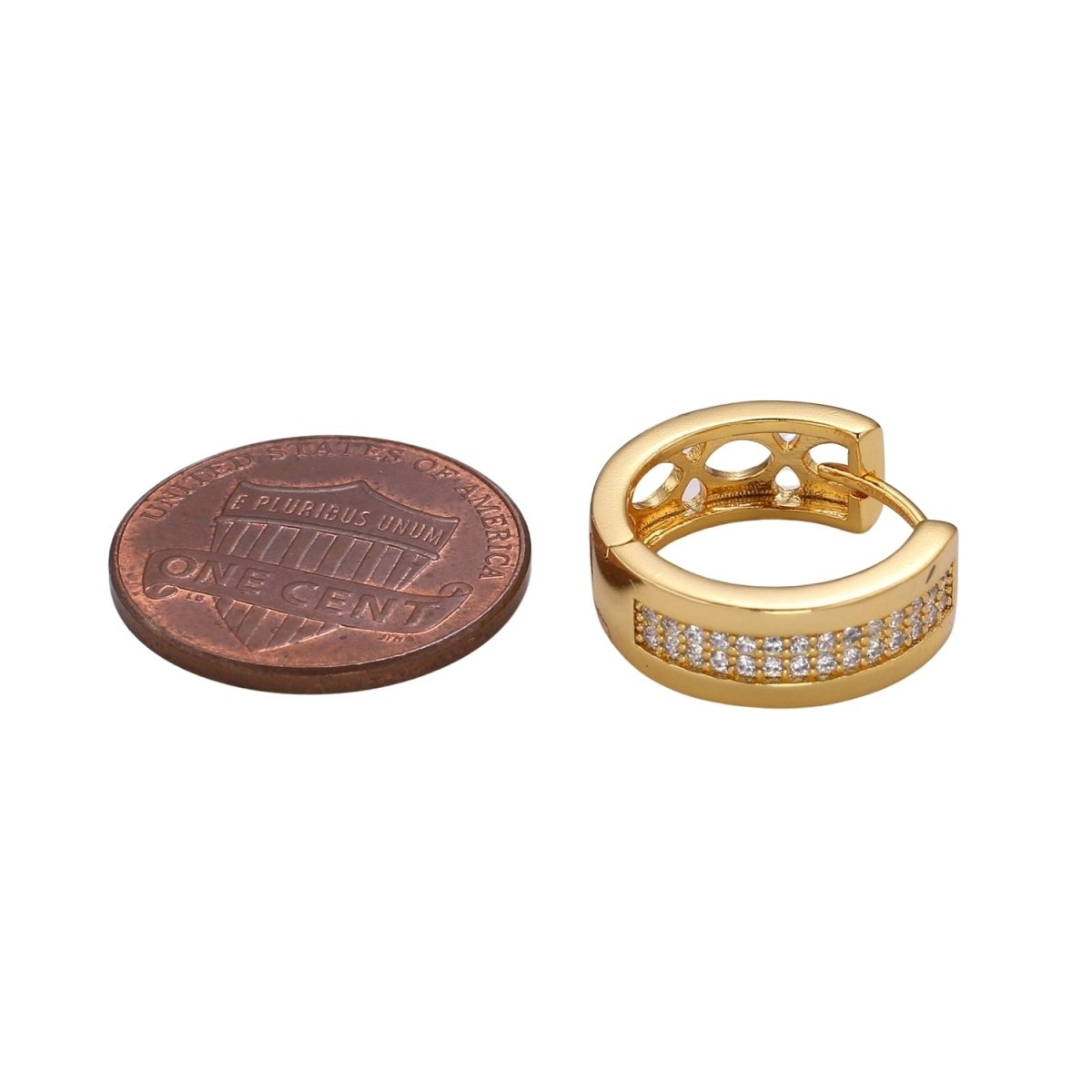 1pair Simple Golden Circle Shape Mini Huggies Earrings CZ Crystal Gold Filled Geometric Casual/Formal Micro Pave Earring Jewelry Q-502 - DLUXCA