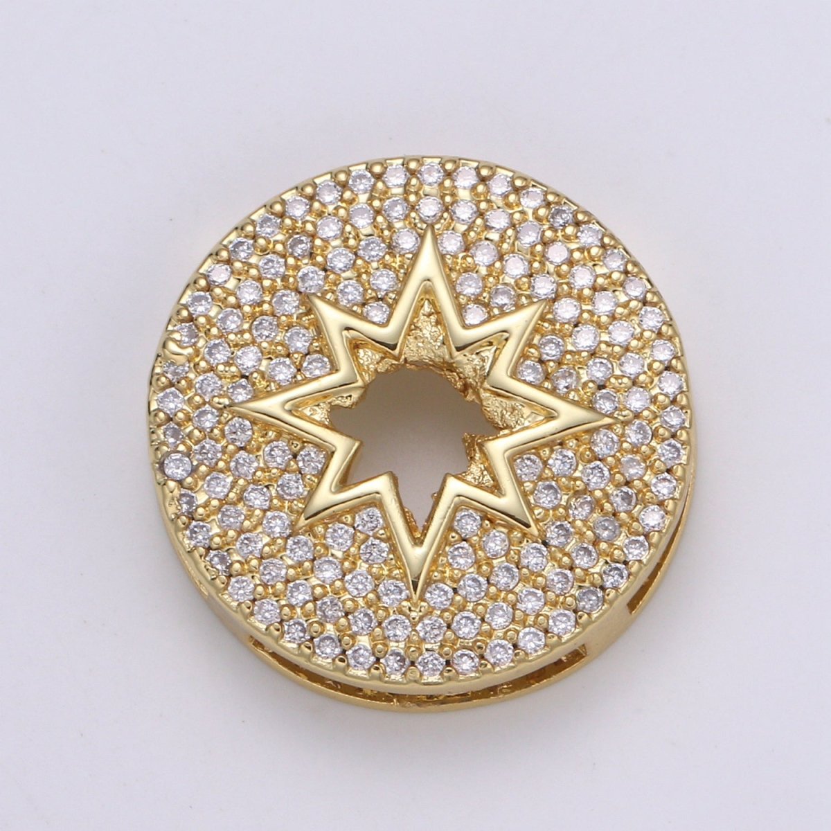 1pc 24K Gold Cardinal Spacer Beads, for DIY Star Beads Pave Charm Bracelet Compass Bead Size 19.9x4.6mm Hole 3.5mm B401 - DLUXCA