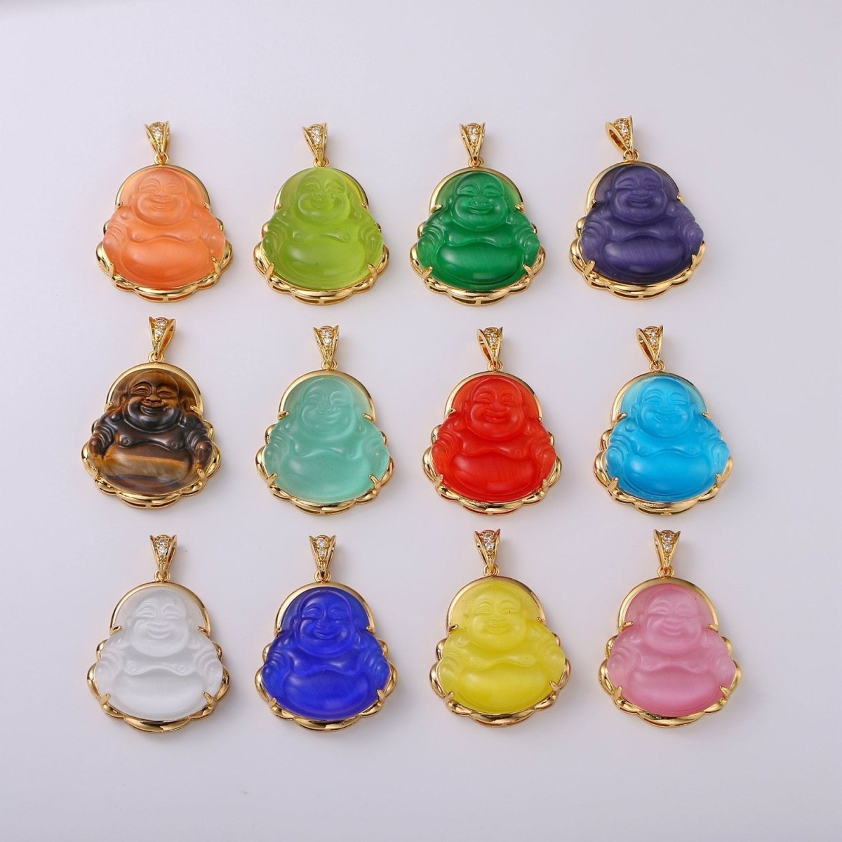 1pc 24k Gold Filled Buddha Pendant Natural Wisdom Meaning Gold Buddha Necklace Charm Laughing Buddha Buddhism Religious Jewelry Making AH-247~AH257, AH-327, AH-328