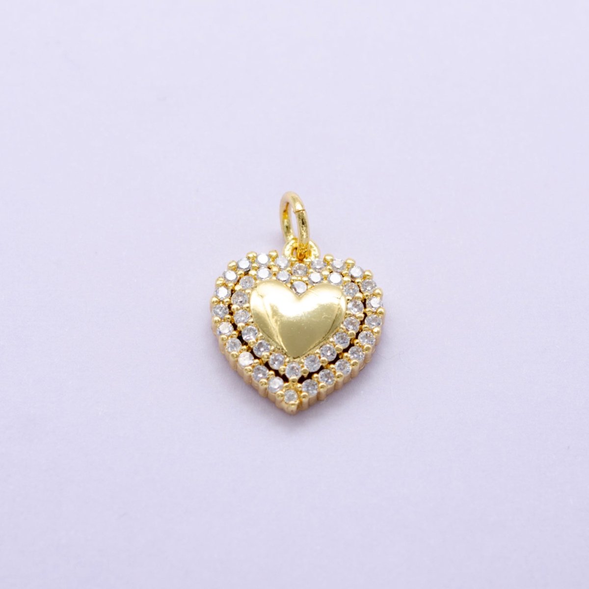 1pc 24k Gold Filled Micro Pave CZ Heart Pendant Charm, Love Micro Pave CZ Pendant Charm, For DIY Jewelry D - 433 - DLUXCA