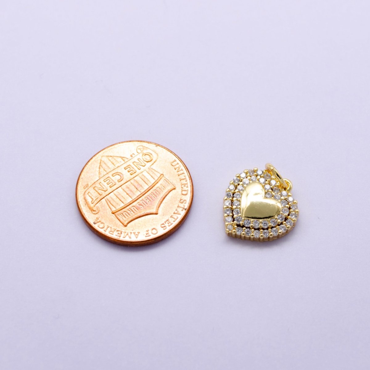 1pc 24k Gold Filled Micro Pave CZ Heart Pendant Charm, Love Micro Pave CZ Pendant Charm, For DIY Jewelry D - 433 - DLUXCA
