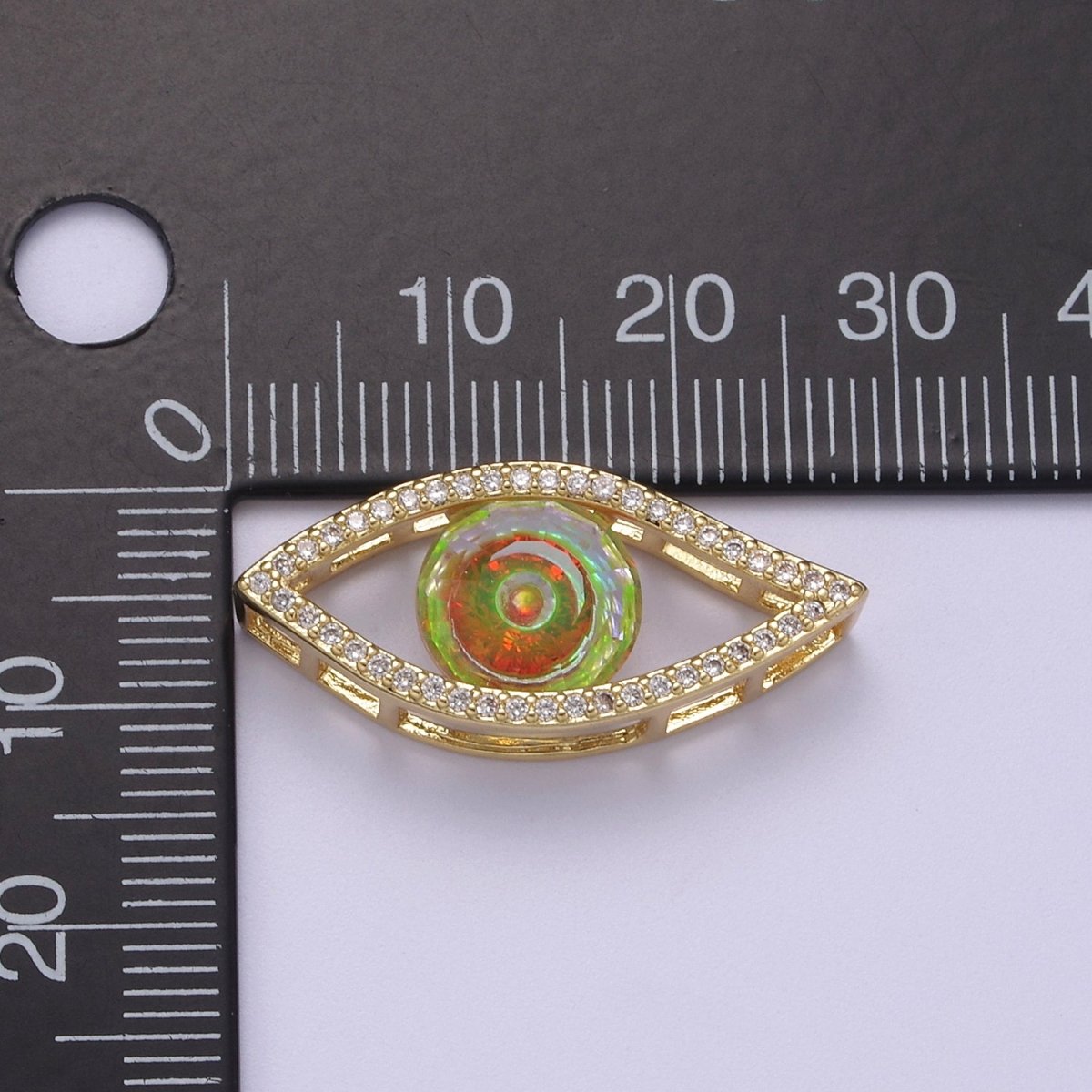 1pc 24K Gold Filled Micropave CZ Legendary Evil Eye Lucky Charm Protection Amulet DIY Cubic Zirconia Bracelet Charm Bead Finding Connector For Jewelry Making - B-147, B-149, B-151