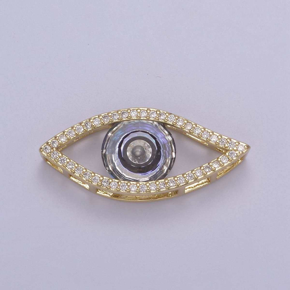 1pc 24K Gold Filled Micropave CZ Legendary Evil Eye Lucky Charm Protection Amulet DIY Cubic Zirconia Bracelet Charm Bead Finding Connector For Jewelry Making - B-147, B-149, B-151