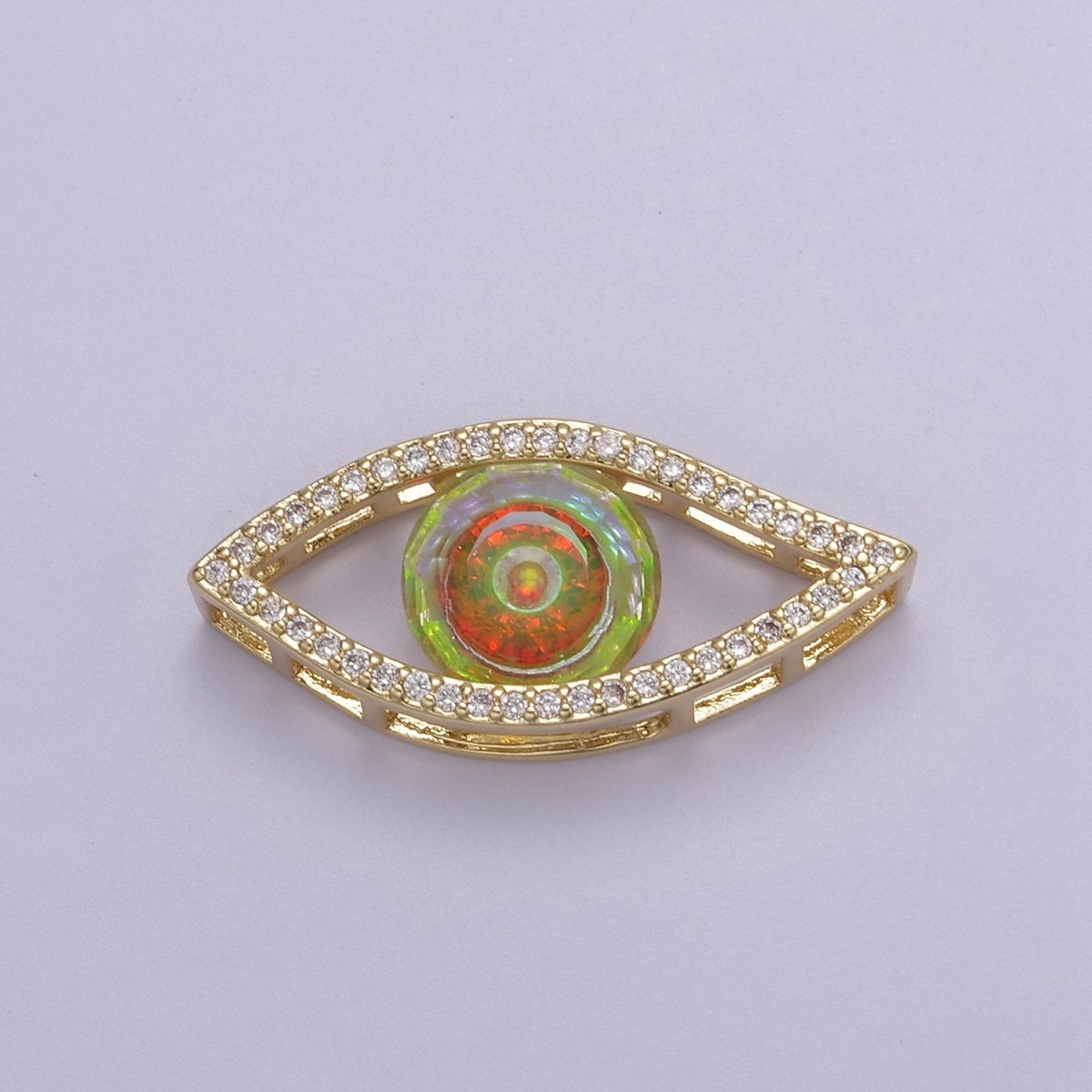 1pc 24K Gold Filled Micropave CZ Legendary Evil Eye Lucky Charm Protection Amulet DIY Cubic Zirconia Bracelet Charm Bead Finding Connector For Jewelry Making - B-147, B-149, B-151