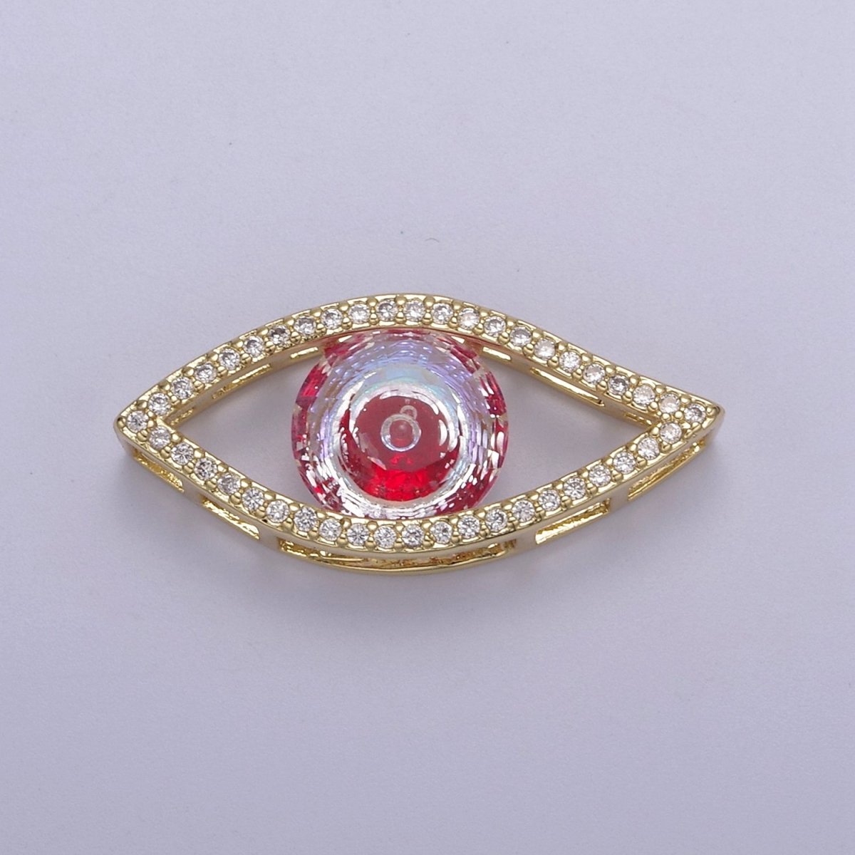 1pc 24K Gold Filled Micropave CZ Legendary Evil Eye Lucky Charm Protection Amulet DIY Cubic Zirconia Bracelet Charm Bead Finding Connector For Jewelry Making - B-147, B-149, B-151
