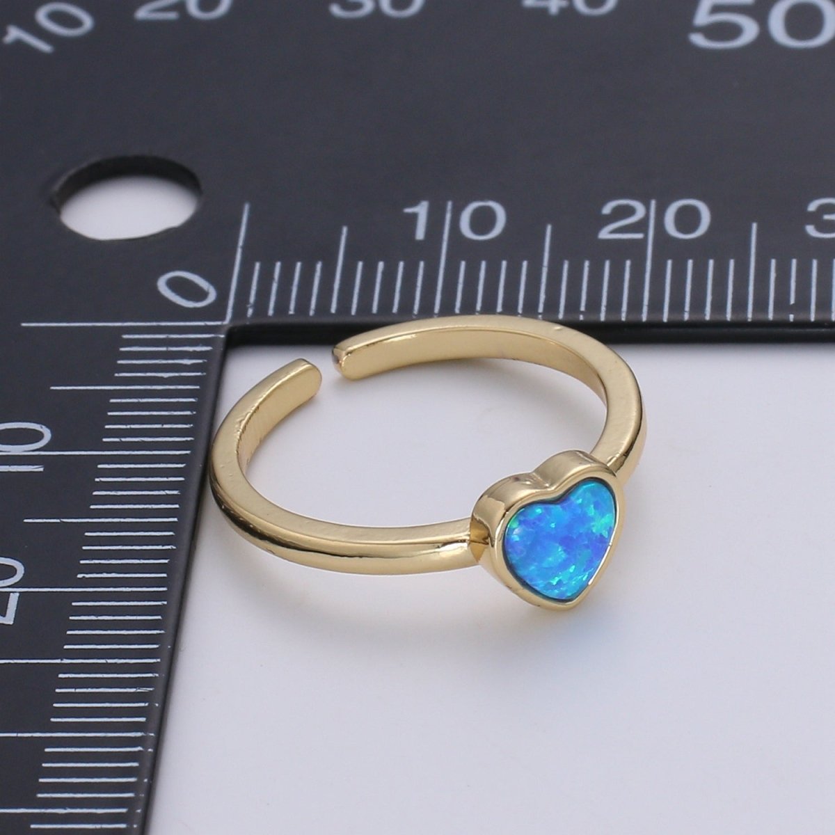 1pc 24K Gold Opal Ring, Love Opal Open Adjustable Ring, Solitaire White Opal Lab Heart Design Band Jewelry R528 R529