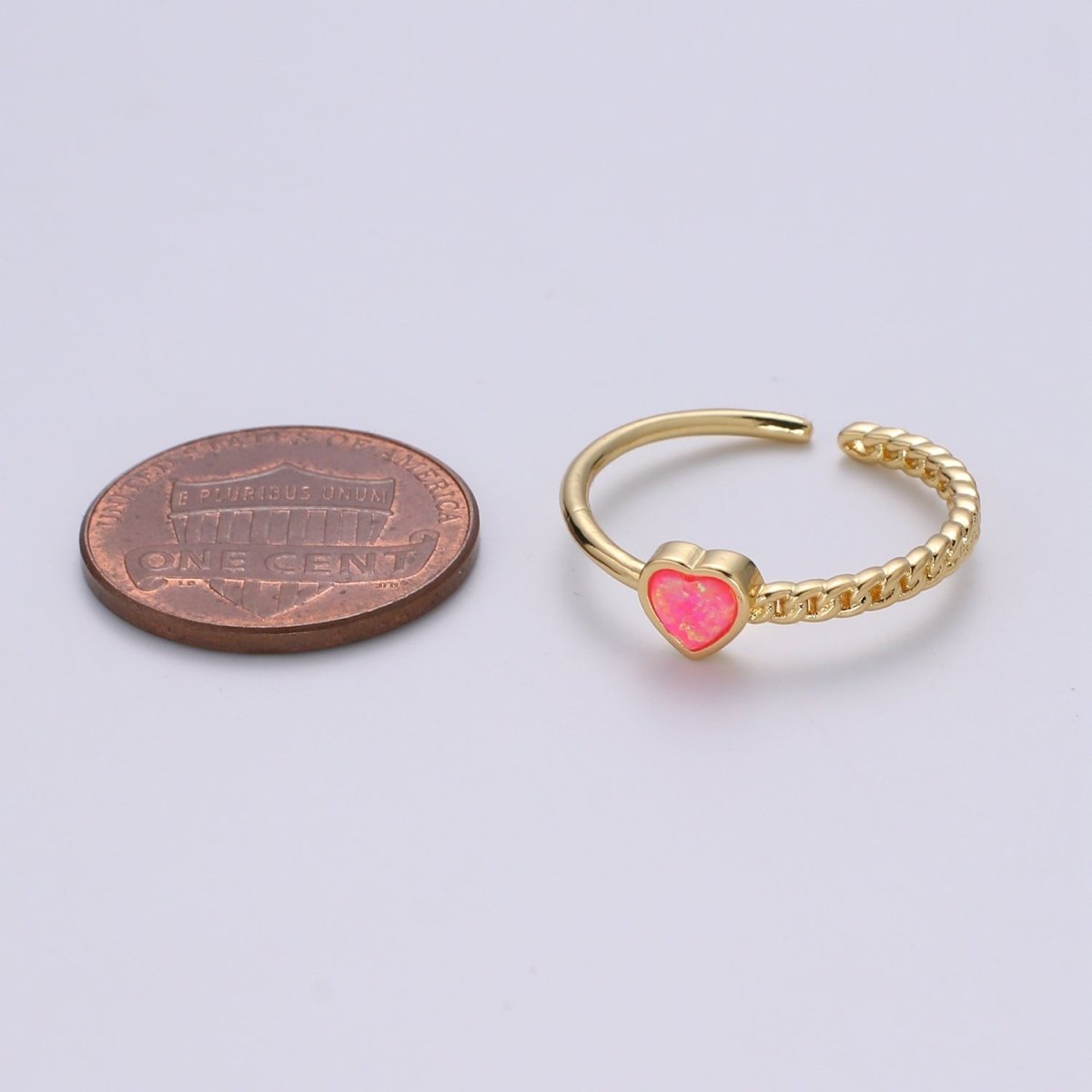 1pc 24K Gold Opal Simulated Ring, Opal Lab Pendant Charm Twisted Ring, Solitaire Heart Opal Lab Love Band For DIY Jewelry Ring R-515 - R-517