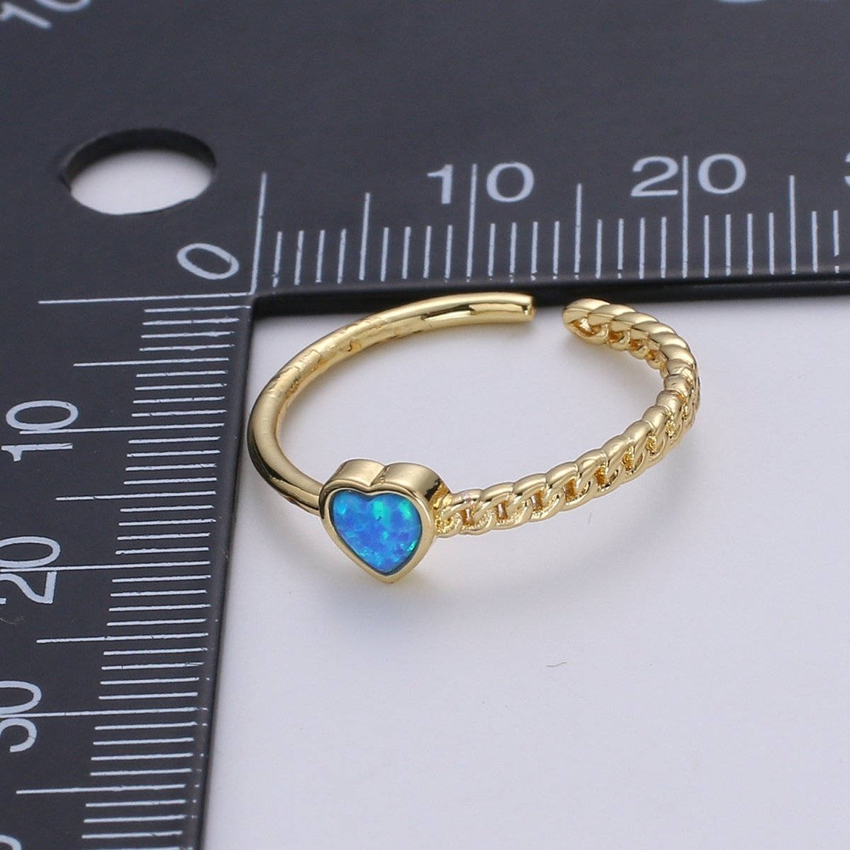 1pc 24K Gold Opal Simulated Ring, Opal Lab Pendant Charm Twisted Ring, Solitaire Heart Opal Lab Love Band For DIY Jewelry Ring R-515 - R-517