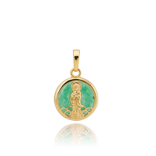 1pc Elegant Emerald Green Jade Buddha God Deity Buddhism Buddhist Religious Dainty Necklace Pendant Charm Bails Findings for Jewelry Making AH-303