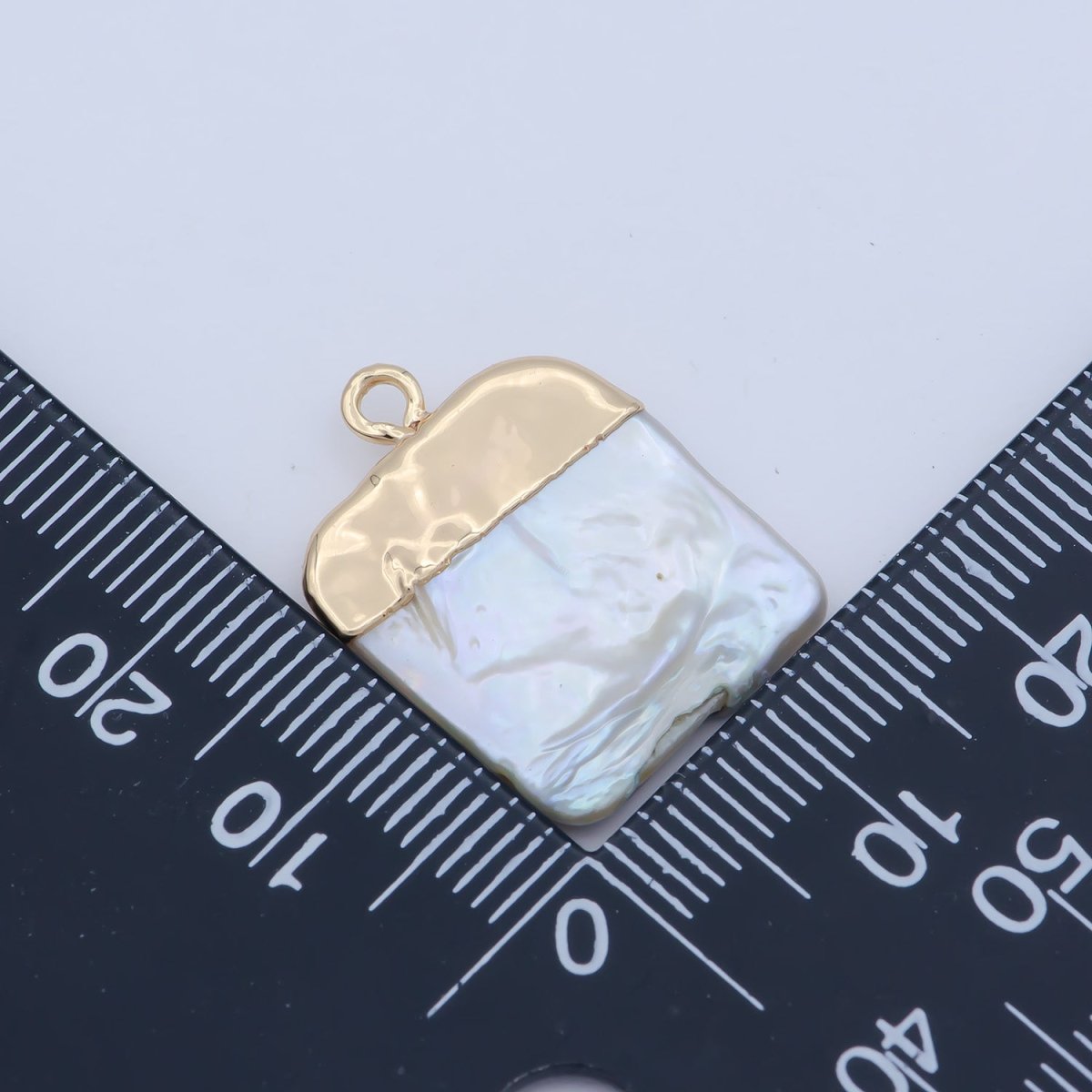 1pc Freeform Square Shape Baroque Pearl Charm with18k Light Gold Plated Edge for Necklace Anklet Bracelet Earring Charm Supplies 22mmx15mm P-1807