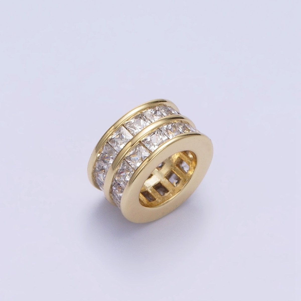 OS 1pc Gold Filled Cylinder Beads, CZ Large Hole Cylinder Drum Barrel Micro Pave Beads, Tube CZ Beads, Large Hole Spacer Bead 10.7mm B-815