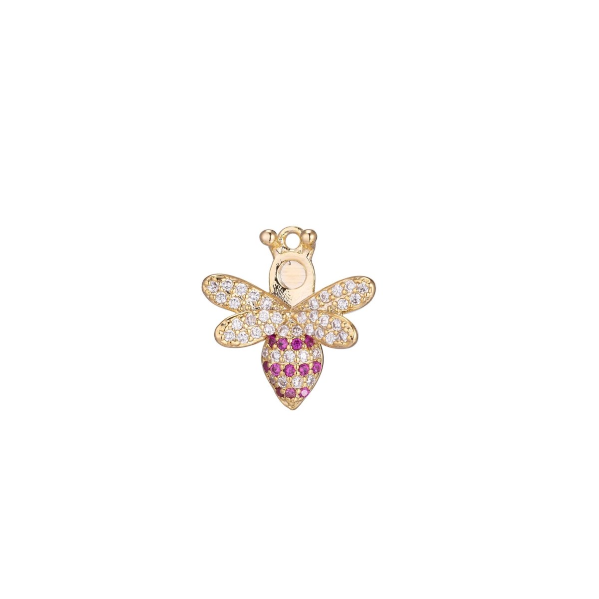 1pc Gold Filled Cz Bee Wasp Cubic Zirconia Necklace Pendant Micro Pave Charm Bead Bails Findings for Jewelry MakingC-449 - DLUXCA