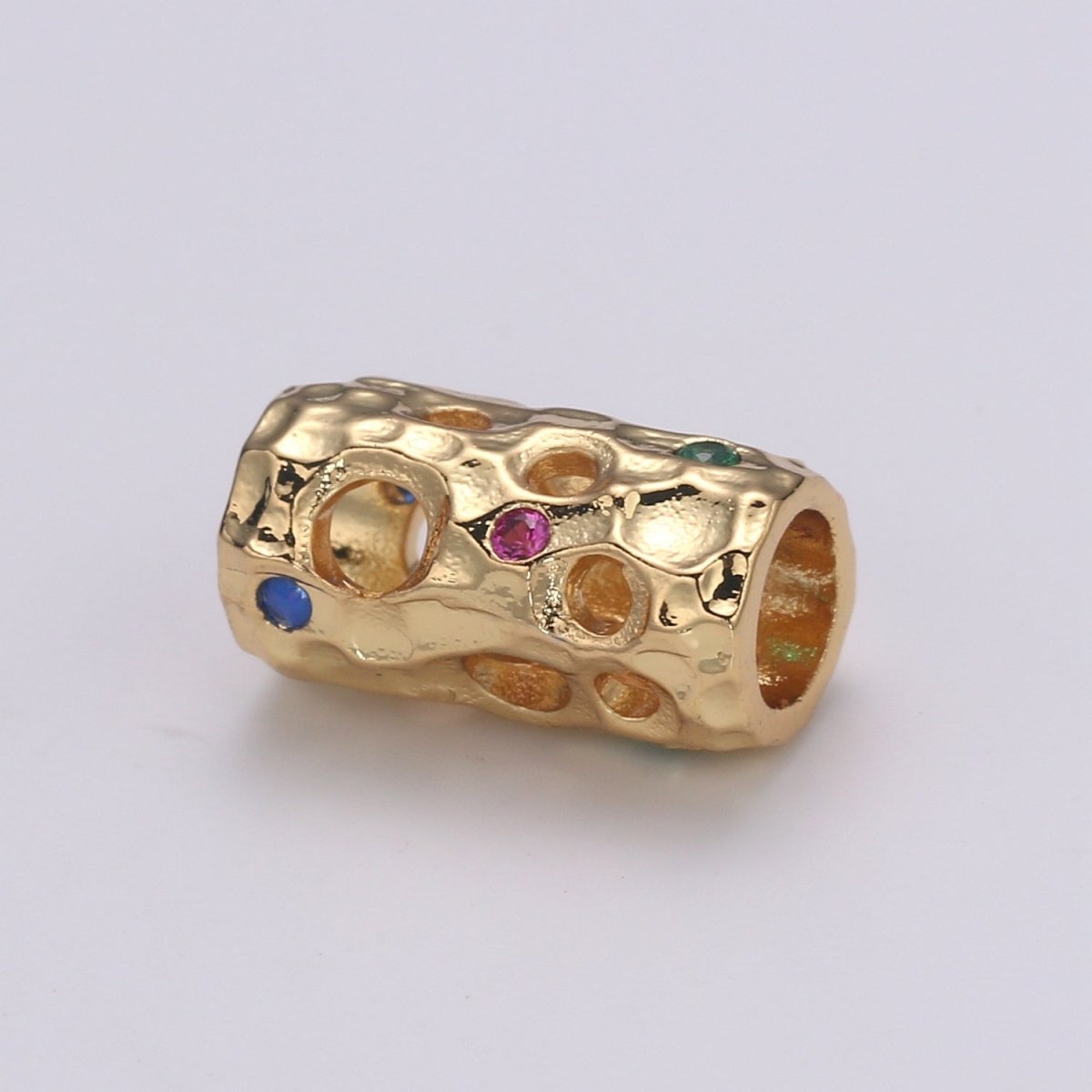 1pc Gold Trunk Cubic Pave Beads Spacer Beads for DIY Shamballa Ball Beads Rondell Pave Beads Dainty Bead Hole 3.5mm, B419