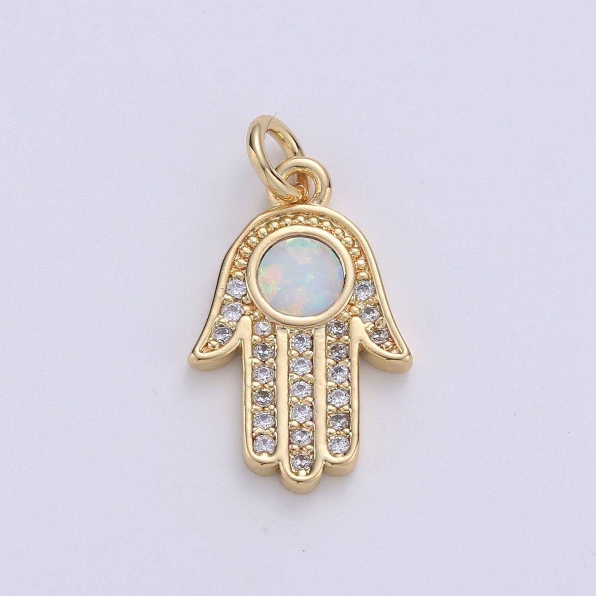 1pc Hamsa Hand, Green Opal, Evil Eye, Lucky Charm, Peace DIY Cubic Zirconia Bracelet Charm Bead Necklace Pendant Finding for Jewelry Making | C-199, E-280-E-282