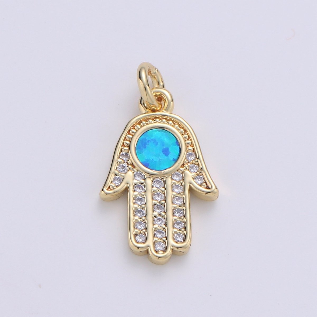 1pc Hamsa Hand, Green Opal, Evil Eye, Lucky Charm, Peace DIY Cubic Zirconia Bracelet Charm Bead Necklace Pendant Finding for Jewelry Making | C-199, E-280-E-282