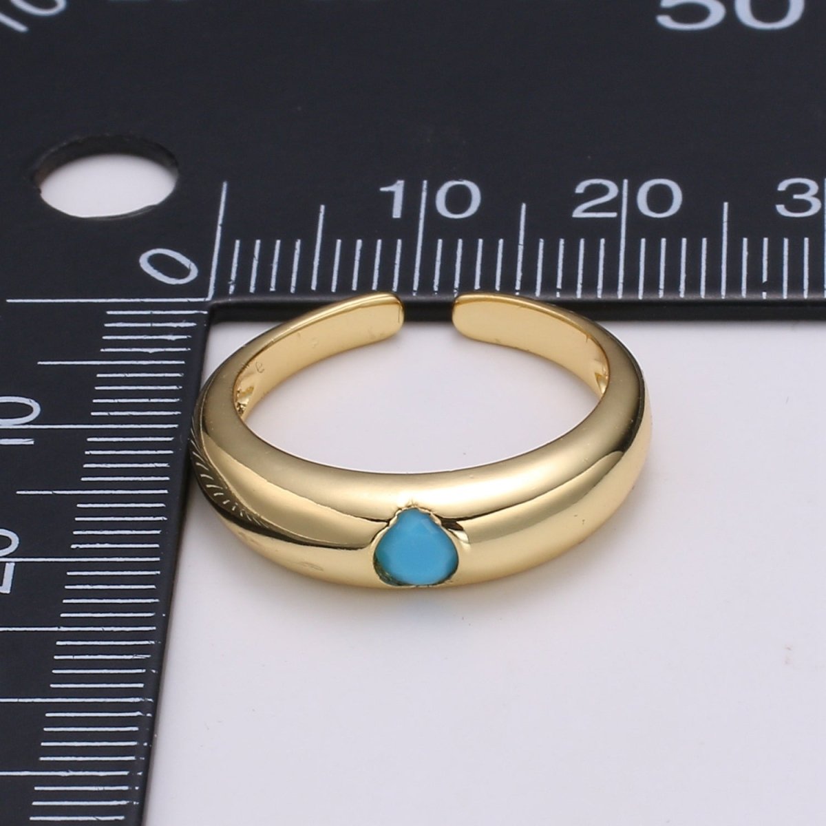 1pc Solitaire Blue, Clear, Red, Green & Teal CZ 24K Gold Ring, Cubic Adjustable Gold Band Ring, Simple Ring, Cubic Zirconia R450