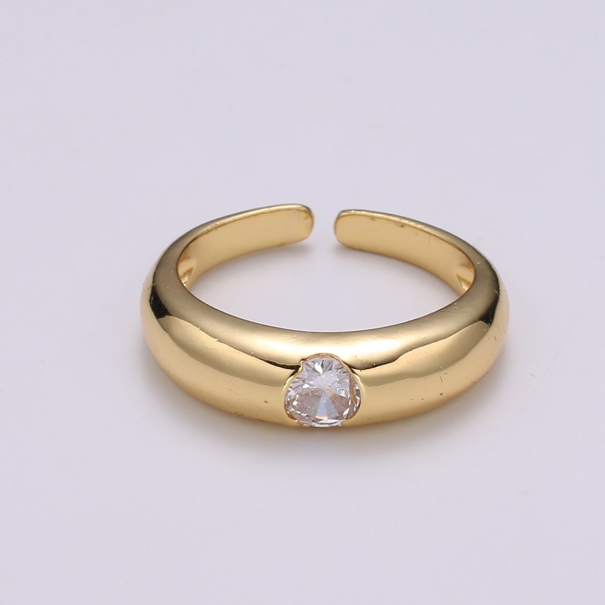 1pc Solitaire Blue, Clear, Red, Green & Teal CZ 24K Gold Ring, Cubic Adjustable Gold Band Ring, Simple Ring, Cubic Zirconia R450