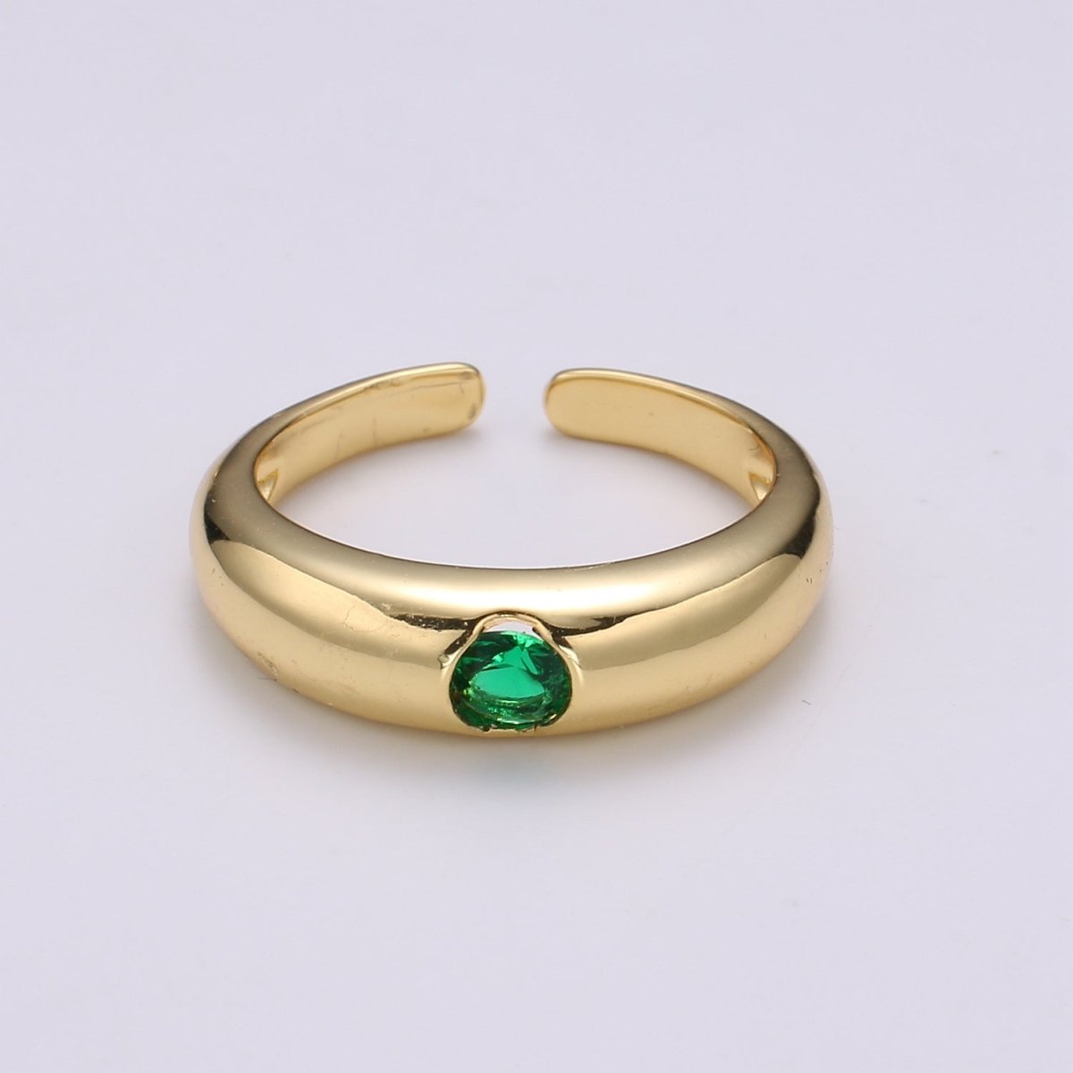 1pc Solitaire Blue, Clear, Red, Green & Teal CZ 24K Gold Ring, Cubic Adjustable Gold Band Ring, Simple Ring, Cubic Zirconia R450