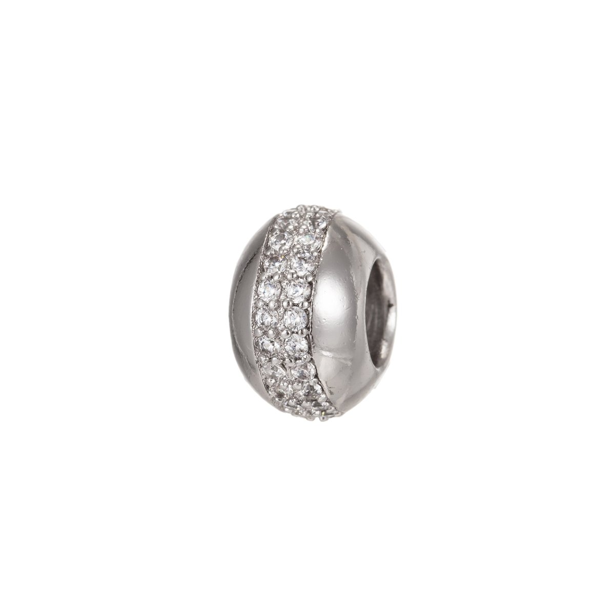 1pc White Gold Filled Eternity Pattern Beads Spacer Beads for DIY Shamballa Ball Beads Rondelle Pave Beads Bracelet Bead Size 9x6mm Hole 4mm | B-202