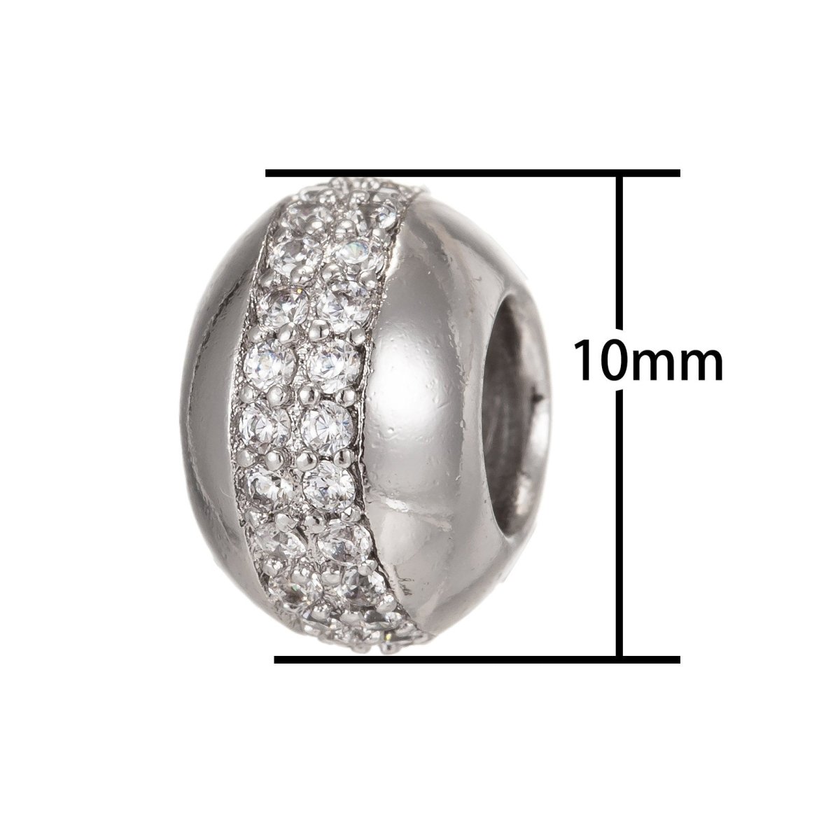 1pc White Gold Filled Eternity Pattern Beads Spacer Beads for DIY Shamballa Ball Beads Rondelle Pave Beads Bracelet Bead Size 9x6mm Hole 4mm | B-202