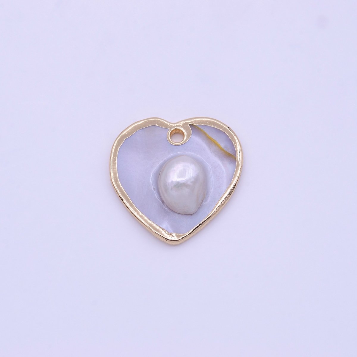 1pc Wholesale Natural Mother of Pearl Charm Abstract Heart Shape Aprox 20mm, Gold / Silver Frame Charm P-1835 P-1836