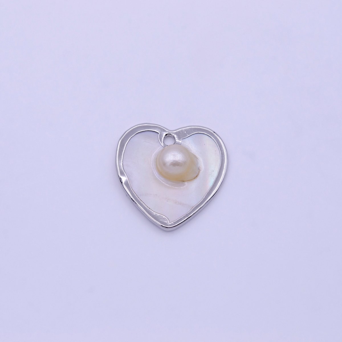 1pc Wholesale Natural Mother of Pearl Charm Abstract Heart Shape Aprox 20mm, Gold / Silver Frame Charm P-1835 P-1836