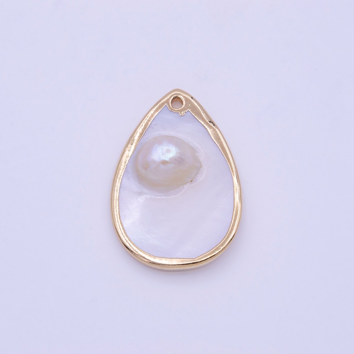 1pc Wholesale Natural Mother of Pearl Charm Abstract Tear Drop Pear Shape Aprox 20x29mm, Gold / Silver Frame Charm P-1839 P-1840