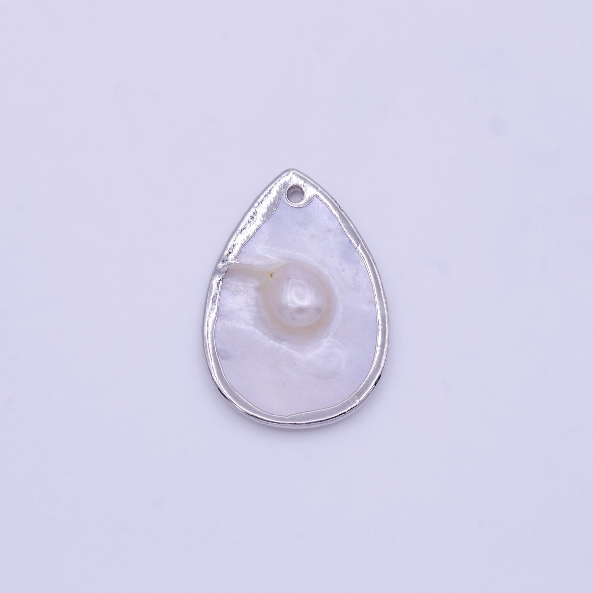 1pc Wholesale Natural Mother of Pearl Charm Abstract Tear Drop Pear Shape Aprox 20x29mm, Gold / Silver Frame Charm P-1839 P-1840