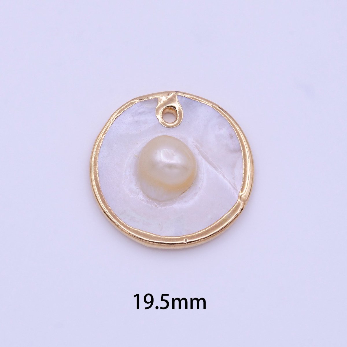 1pc Wholesale Natural Mother of Pearl Charm, Random Round Shape Approx 19.5mm, Gold / Silver Frame Charm P-1837 P-1838