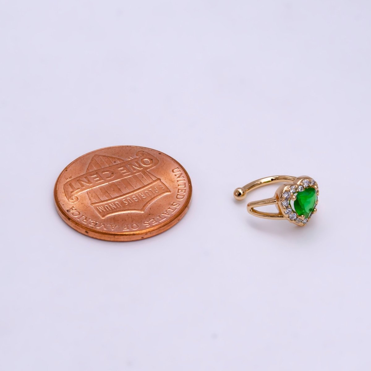 1x Blue Green Ear Cuffs for Non Pierced Ears Micro Pave Crystal Gold Clip on Conch Cuff Earrings for Women Girls, AI-062 AI-063.