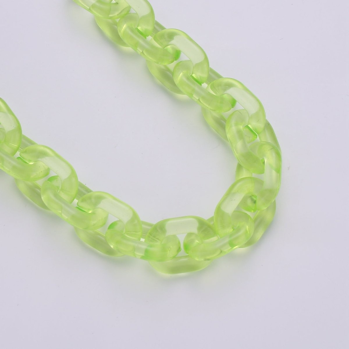 1X Clear Oval Acrylic Link Chain, Translucent Plastic Chain, Chunky Necklace Chain with Open Links Size 23.8mm x 18.8mm