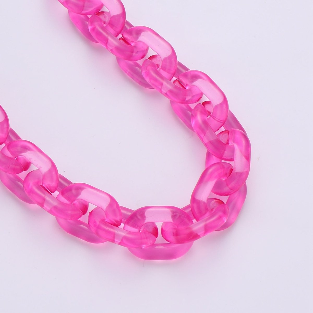 1X Clear Oval Acrylic Link Chain, Translucent Plastic Chain, Chunky Necklace Chain with Open Links Size 23.8mm x 18.8mm