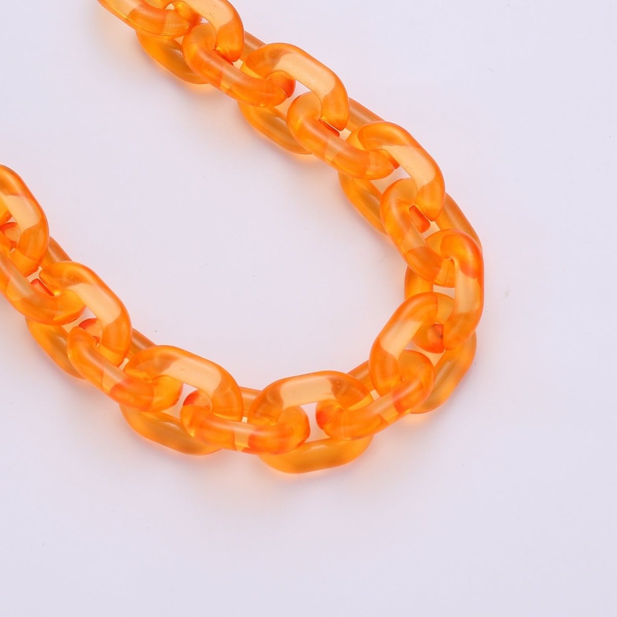 1X Clear Oval Acrylic Link Chain, Translucent Plastic Chain, Chunky Necklace Chain with Open Links Size 23.8mm x 18.8mm
