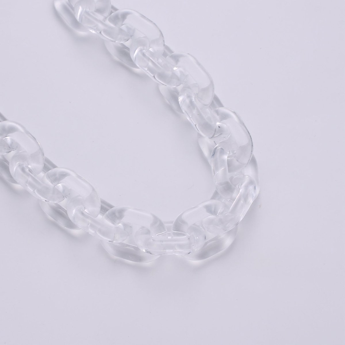 1X Clear Oval Acrylic Link Chain, Translucent Plastic Chain, Chunky Necklace Chain with Open Links Size 23.8mm x 18.8mm