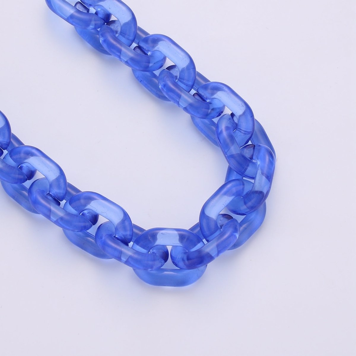 1X Clear Oval Acrylic Link Chain, Translucent Plastic Chain, Chunky Necklace Chain with Open Links Size 23.8mm x 18.8mm